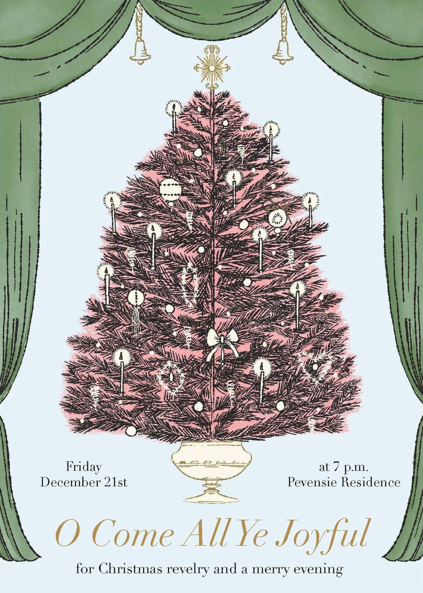 Christmas Tree Viewing Holiday Card A7 V FLT