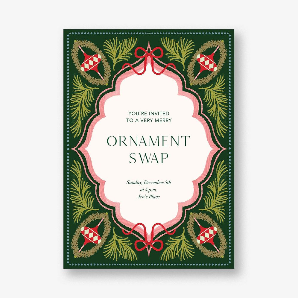 Fanciful Ornaments Holiday Card A7 V FLT