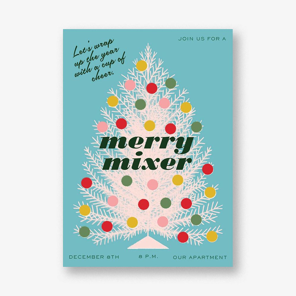 Retro Christmas Tree Holiday Card A7 V FLT
