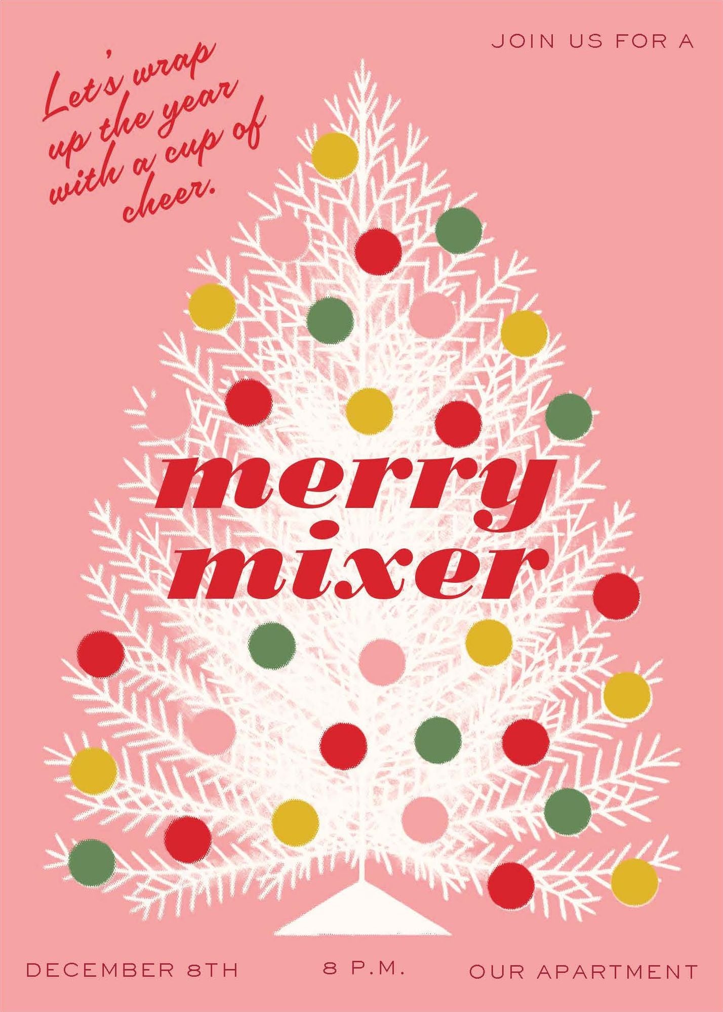 Retro Christmas Tree Holiday Card A7 V FLT