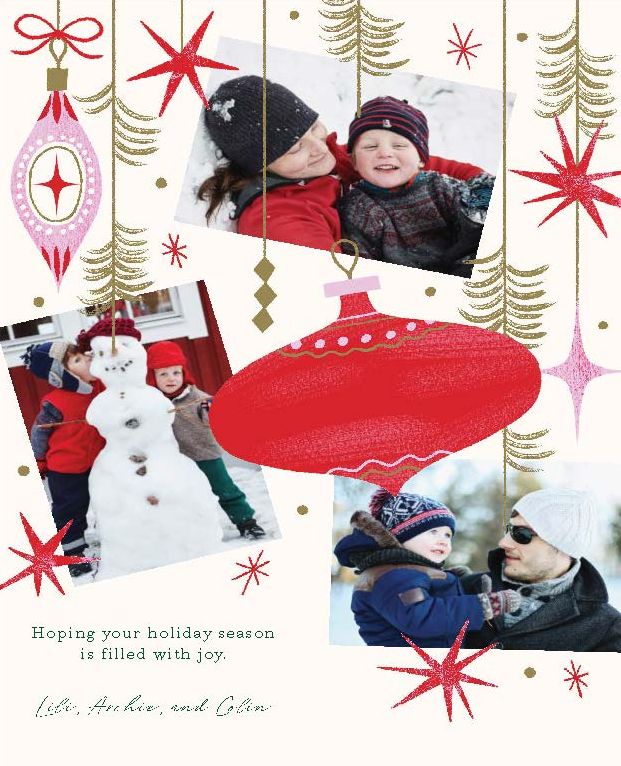 Photos and Ornaments Holiday Photo Card A7 V FLT