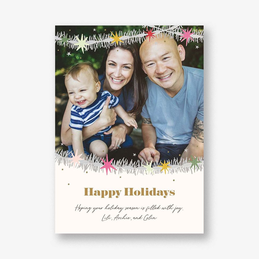 Tinsel Garland Holiday Photo Card A7 V FLT