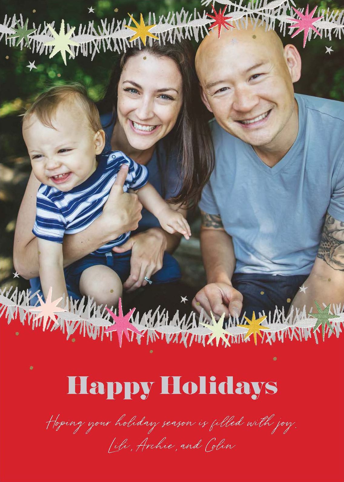 Tinsel Garland Holiday Photo Card A7 V FLT