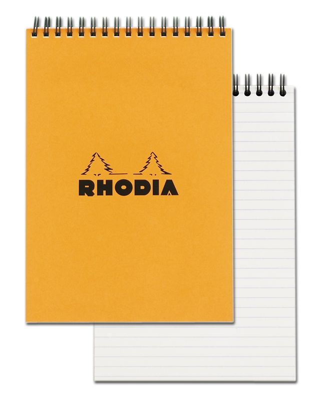 Rhodia Wirebound Notepads - Lined 80 sheets - 6 x 8 1/4 - Orange cover