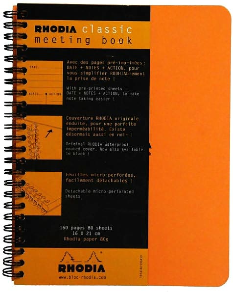 Rhodia Meeting Paper Books 80 g Paper - Lined 80 sheets - 6 1/2 x 8 1/4 - Orange cover
