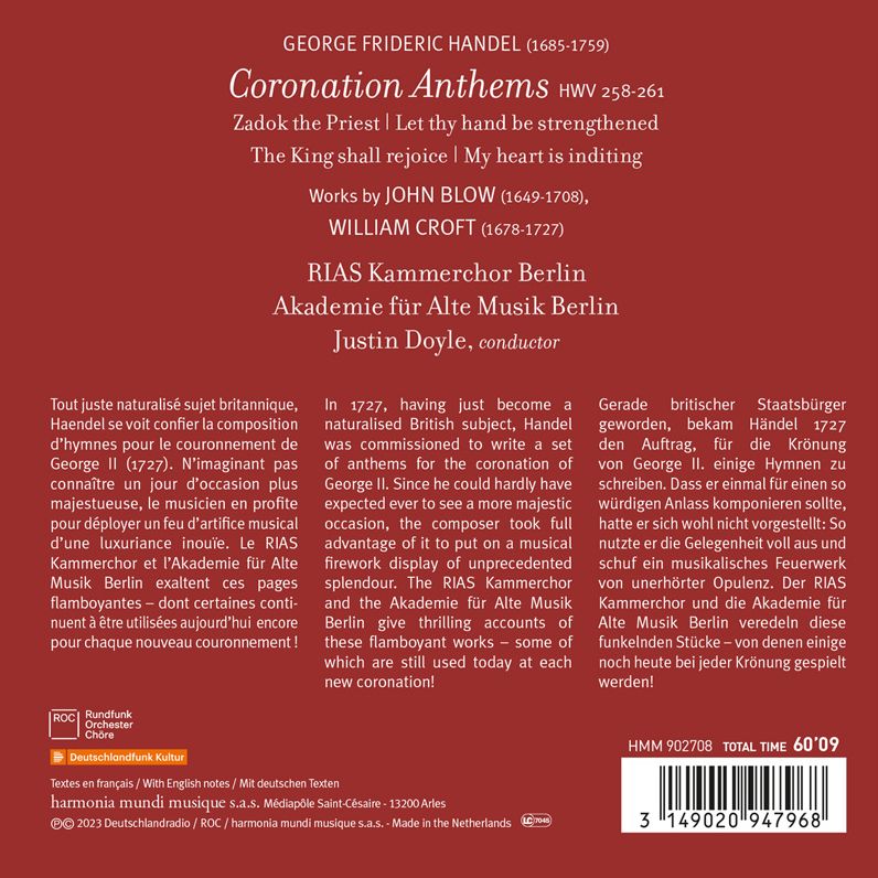 Handel: Coronation Anthems (Rias-Kammerchor Berlin)