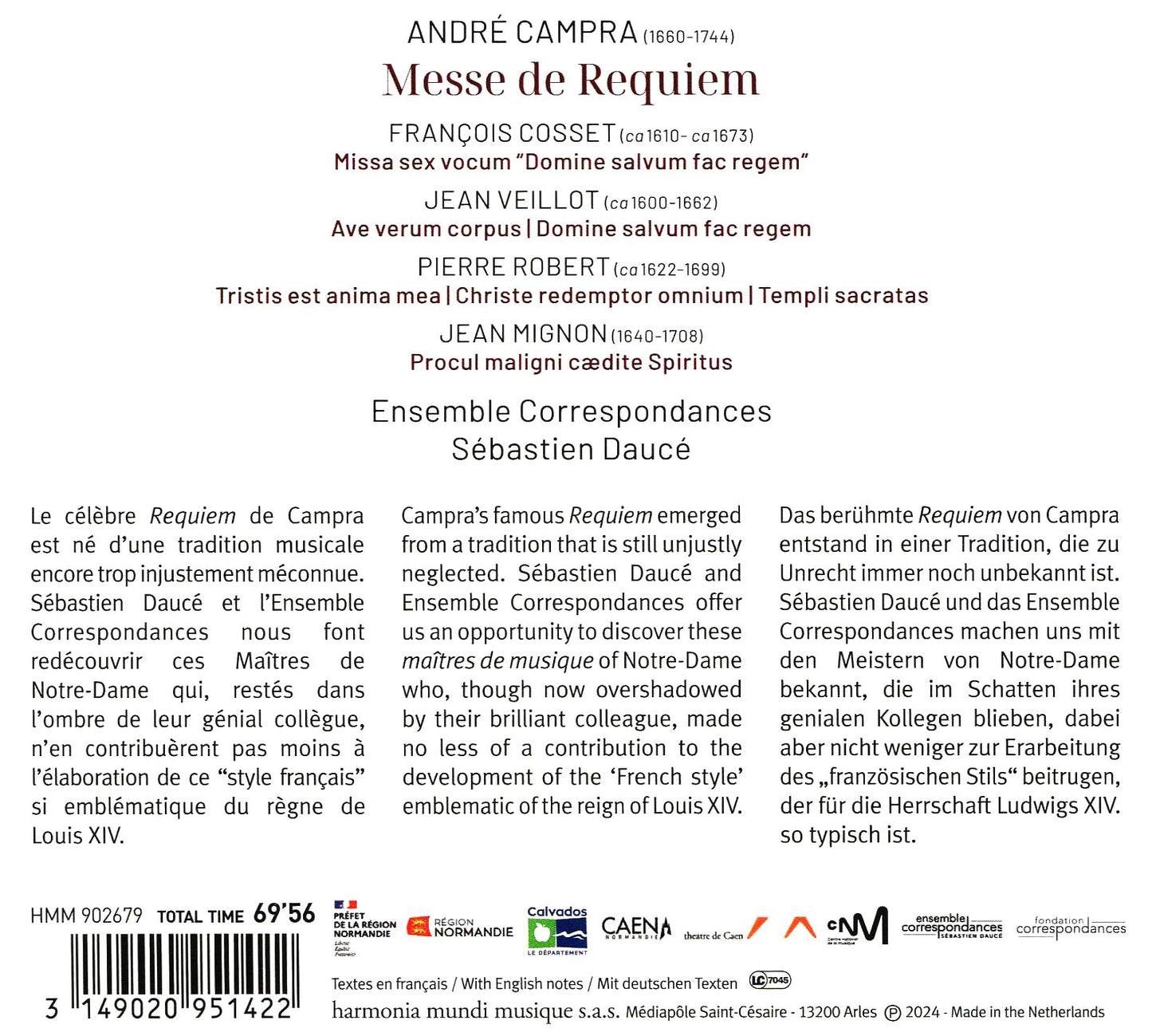 Andre Campra Messe De Requiem (Sebastien Dauce / Ensemble Correspondances)