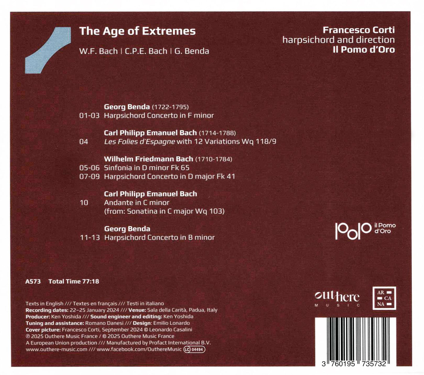 Age Of Extremes (C.P.E. Bach / Benda / Corti / Il Pomo D'oro)