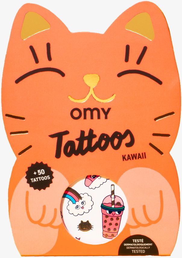 50 Neon and gold Kawaii Tattoos