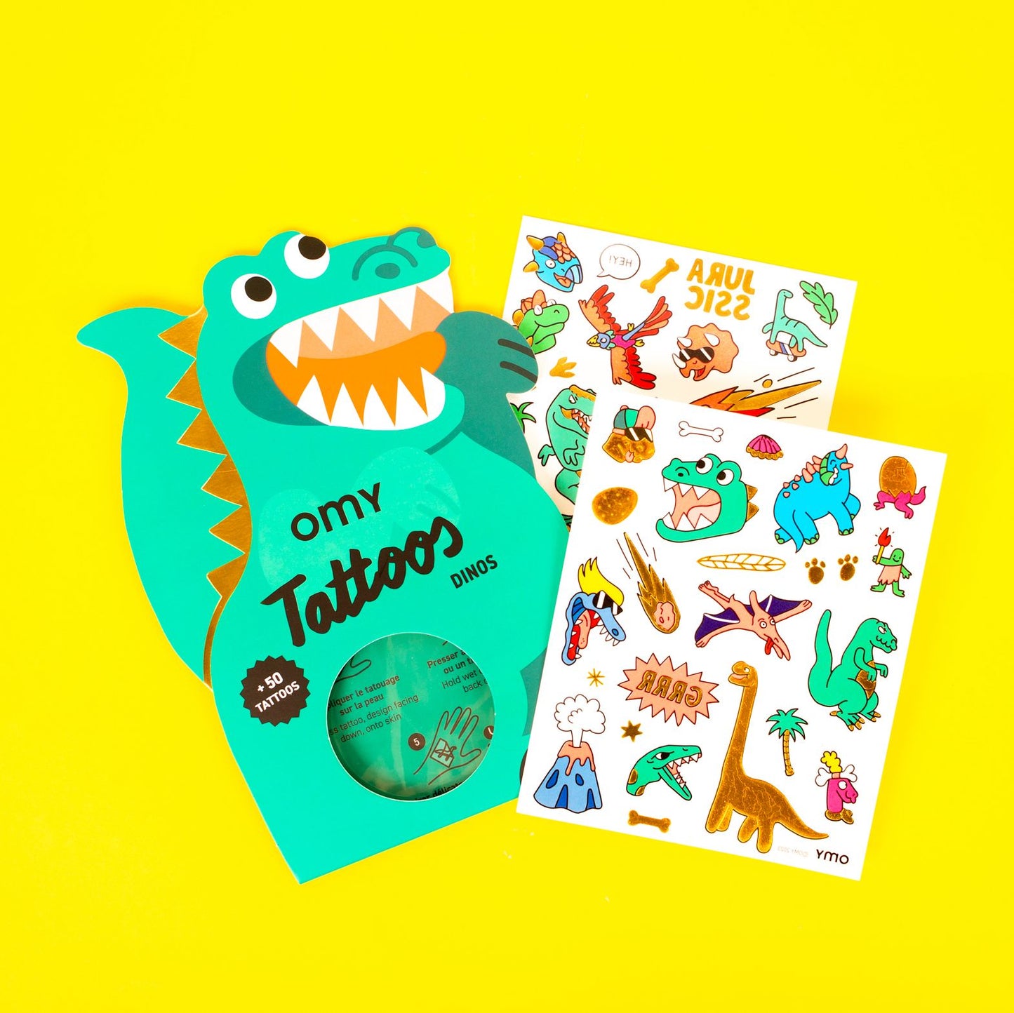 50 Neon and gold Dino Tattoos