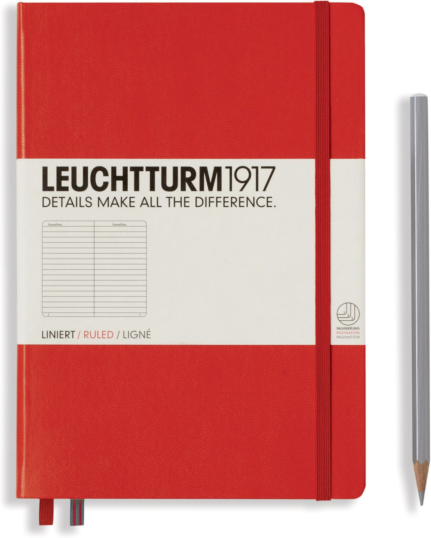 Leuchtturm1917, Red, A5 Size Notebook, Ruled