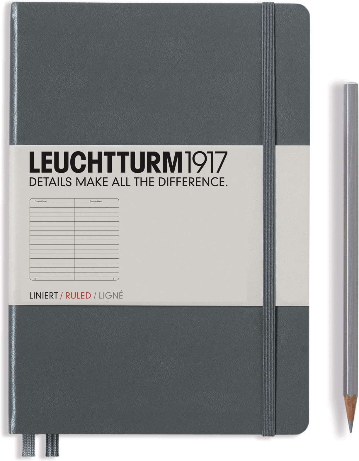 Leuchtturm1917, Anthracite, A5 Size Notebook, Ruled