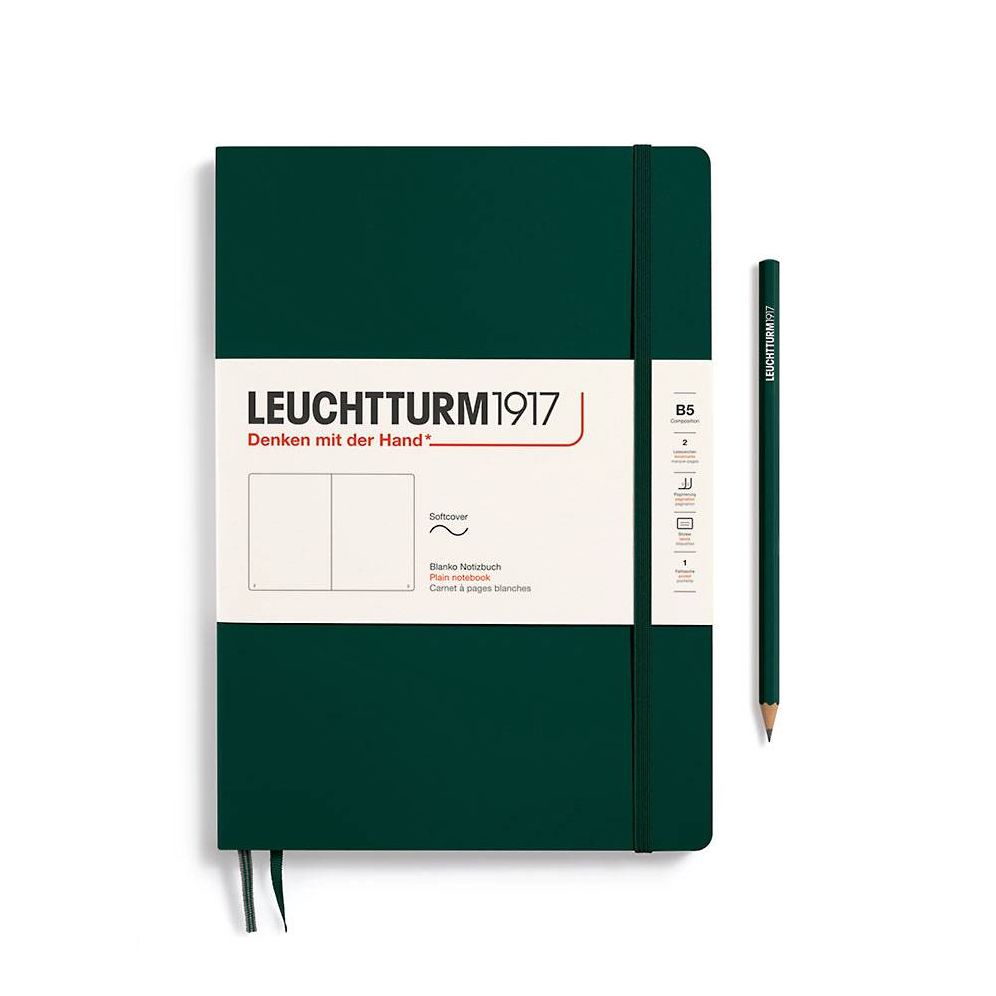 Leuchtturm1917 Forest Green, Softcover, Composition (B5), 123 S., plain