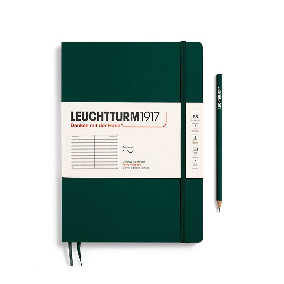 Leuchtturm1917 Forest Green, Softcover, Composition (B5), 123 S., ruled