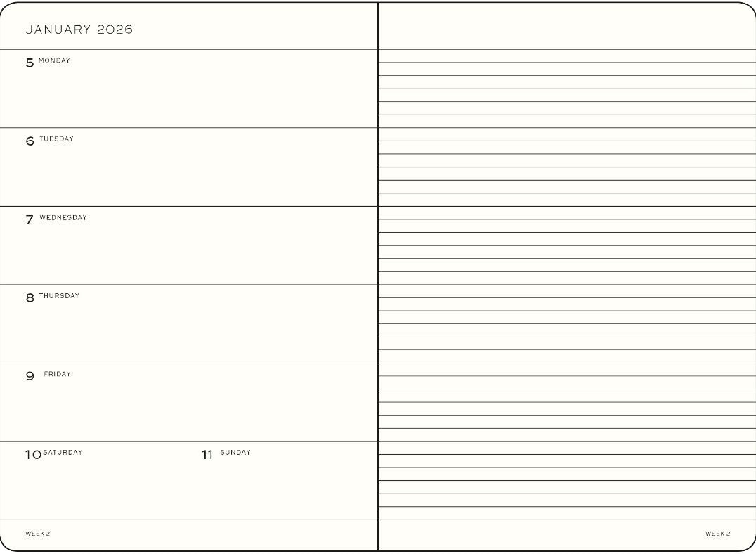 2025-2026 Weekly Planner & Notebook Medium (A5) 2026, 18 Months, Spring Leaf