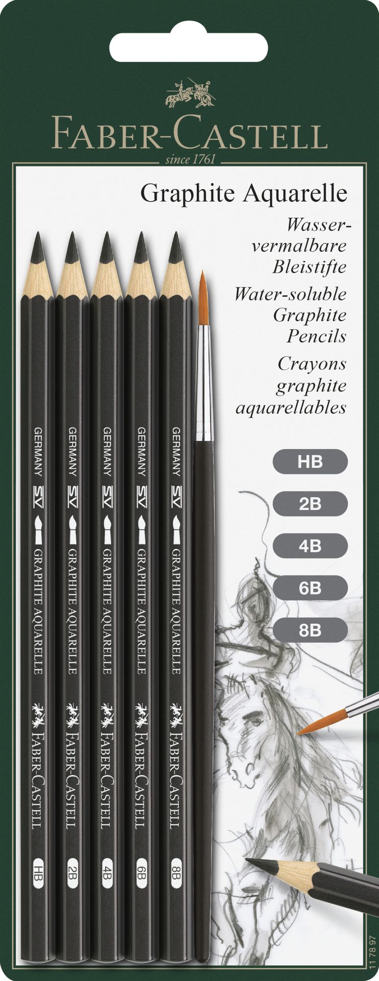 Aquarelle Graphite Drawing Set with Paintbrush