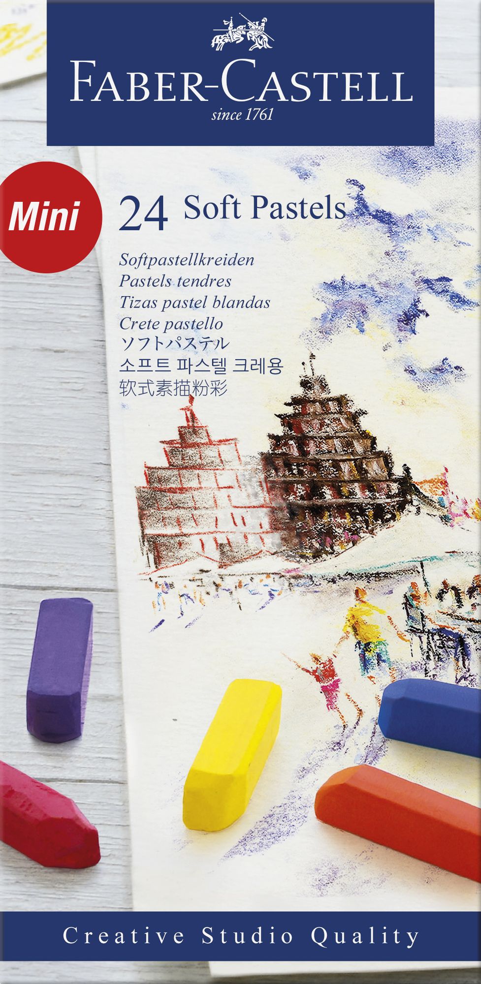 Set of 24 Soft Pastels in Cardboard Box