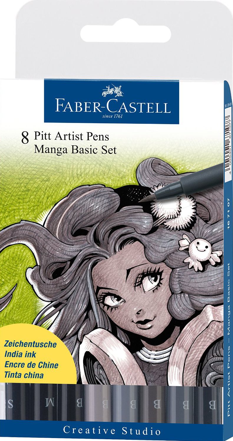 Manga Pitt Artist Drawing Pens 8/Pkg-Shades of Gray