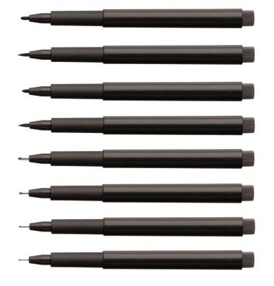 Set of 8 Black Pitt Artist Wallet Set with Assorted Nibs