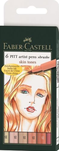 Set of 6 Skin Tones Pitt Artist Pens Wallet Set
