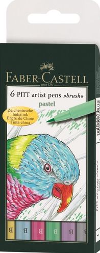 Set of 6 Pastel Pitt Artist Brush Pens Wallet Set