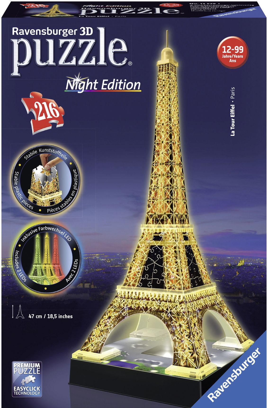 3D Eiffel Tower - Night Edition 216 pc puzzle