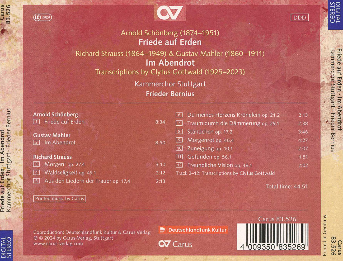 Transcriptions By Clytus Gottwald Schoenberg (Mahler / Strauss / Florian Pedarnig)