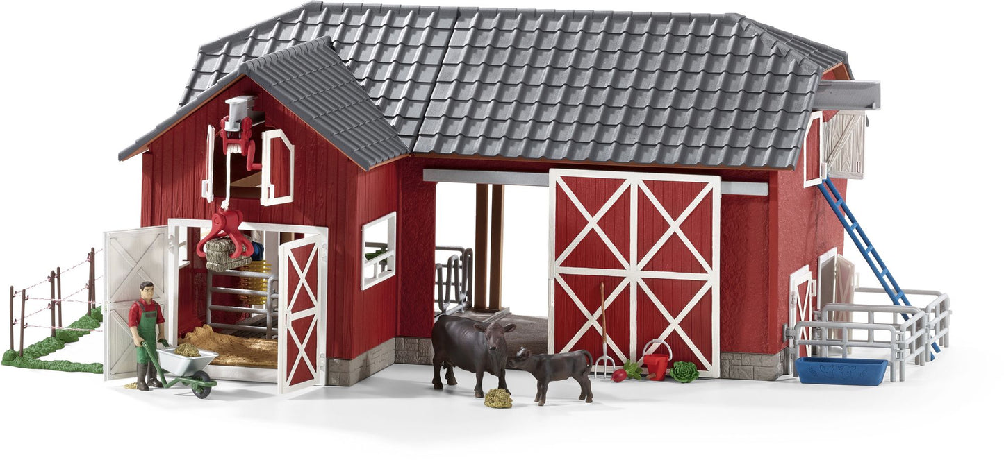 Large Red Barn with Animals & Accessories