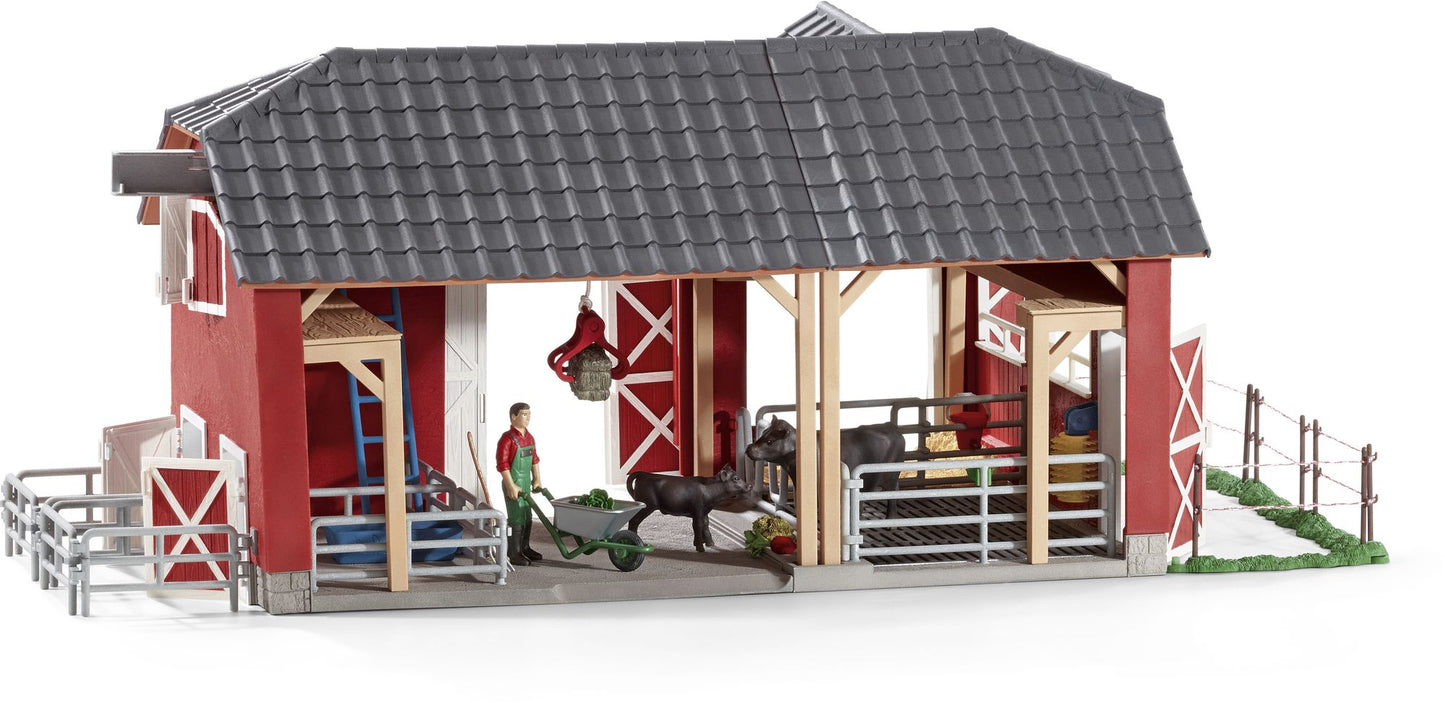 Large Red Barn with Animals & Accessories