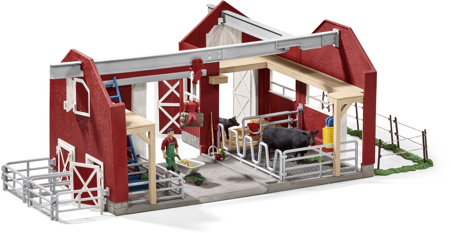 Large Red Barn with Animals & Accessories