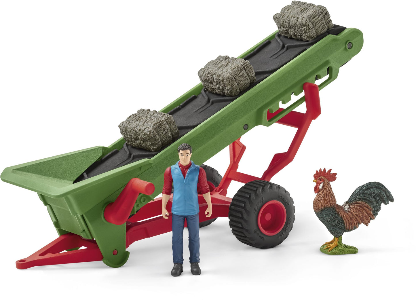 Hay conveyor with farmer