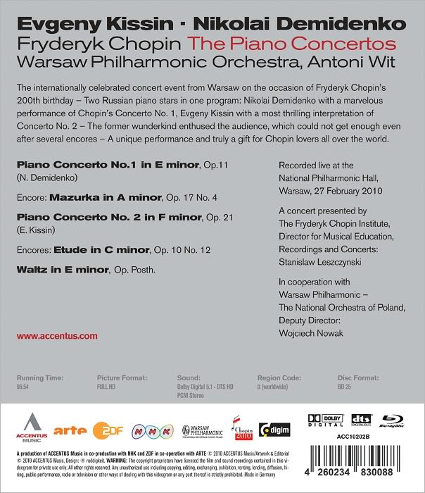 Evgeny Kissin/Nikolai Demidenko: Fryderyk Chopin - The Piano Concertos [Blu-ray]