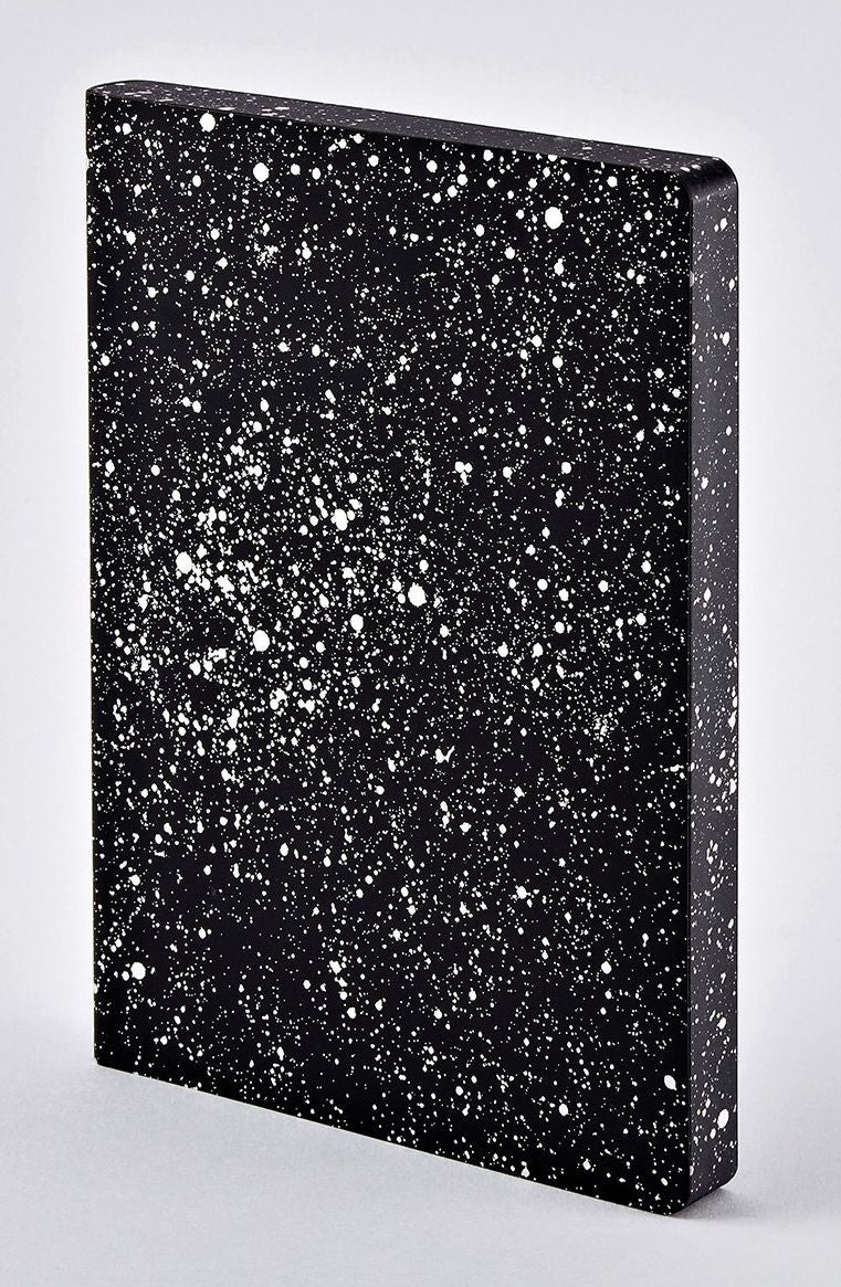 Milky Way Graphic L Notebk Silver Metallic Silk Scrn 6.5x8.5" 256 Dot Pgs