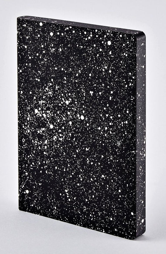 Milky Way Graphic L Notebk Silver Metallic Silk Scrn 6.5x8.5" 256 Dot Pgs