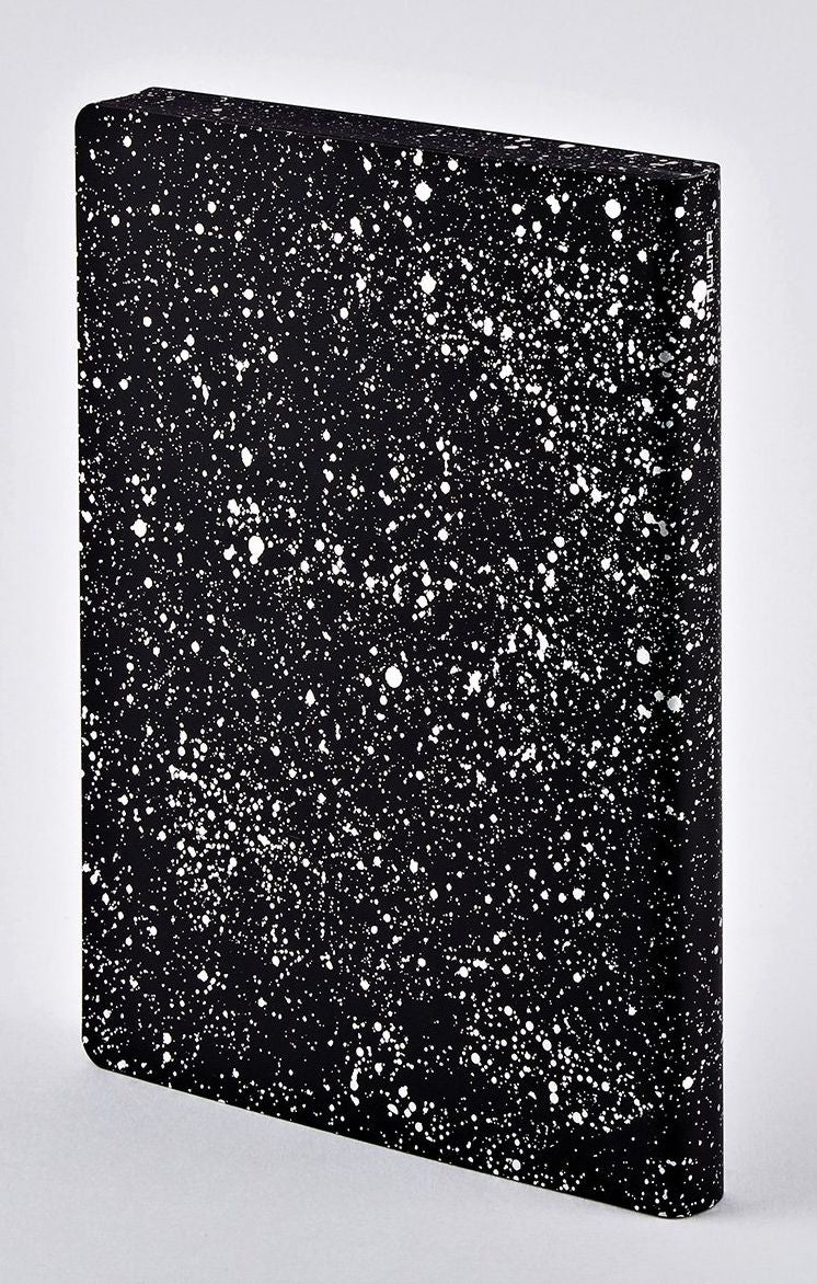 Milky Way Graphic L Notebk Silver Metallic Silk Scrn 6.5x8.5" 256 Dot Pgs