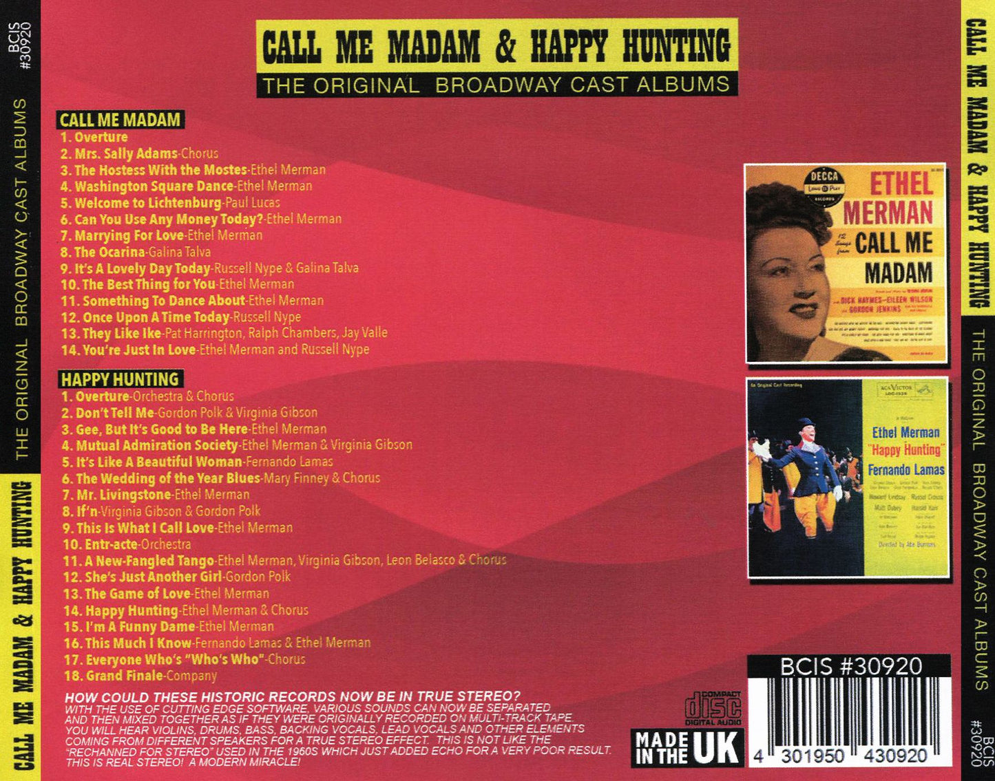 Call Me Madam & Happy Hunting-Ethel Merman / Ocr