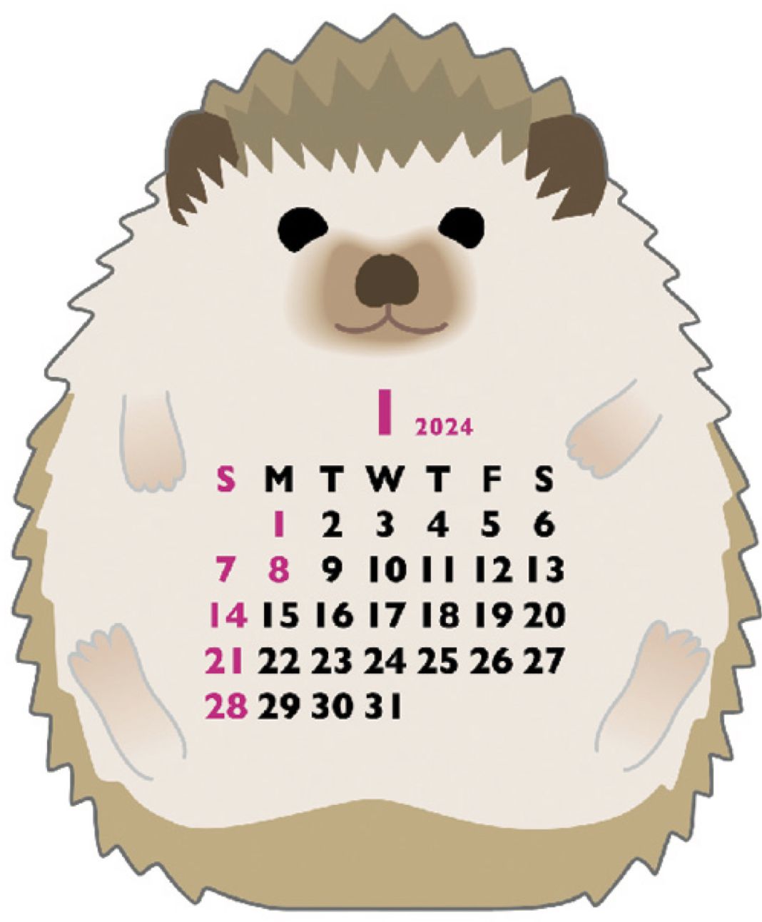 2024 Hedgehog Desk Calendar
