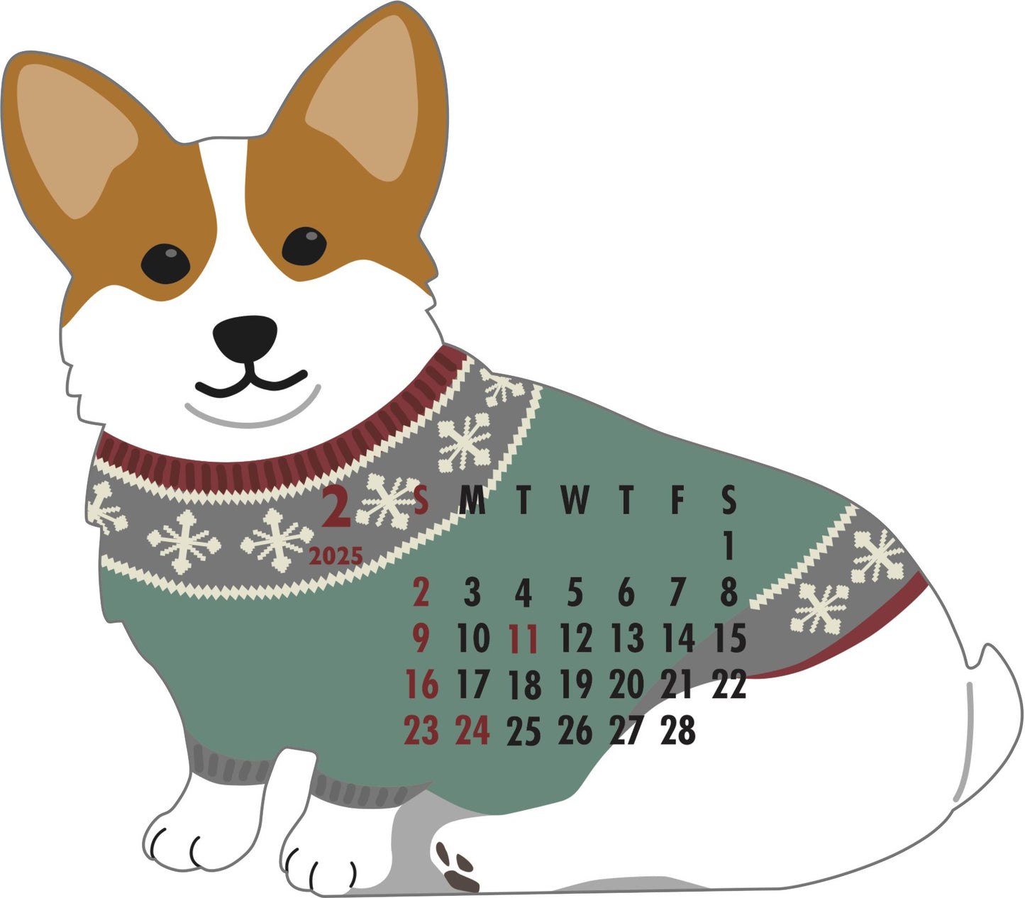 2025 Calendar-Animal Die Cut - WELSH CORGI