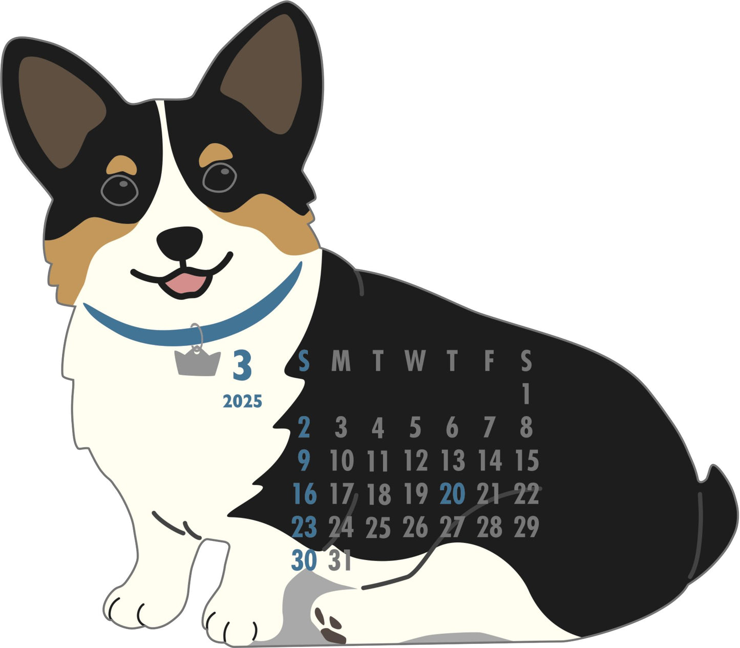 2025 Calendar-Animal Die Cut - WELSH CORGI