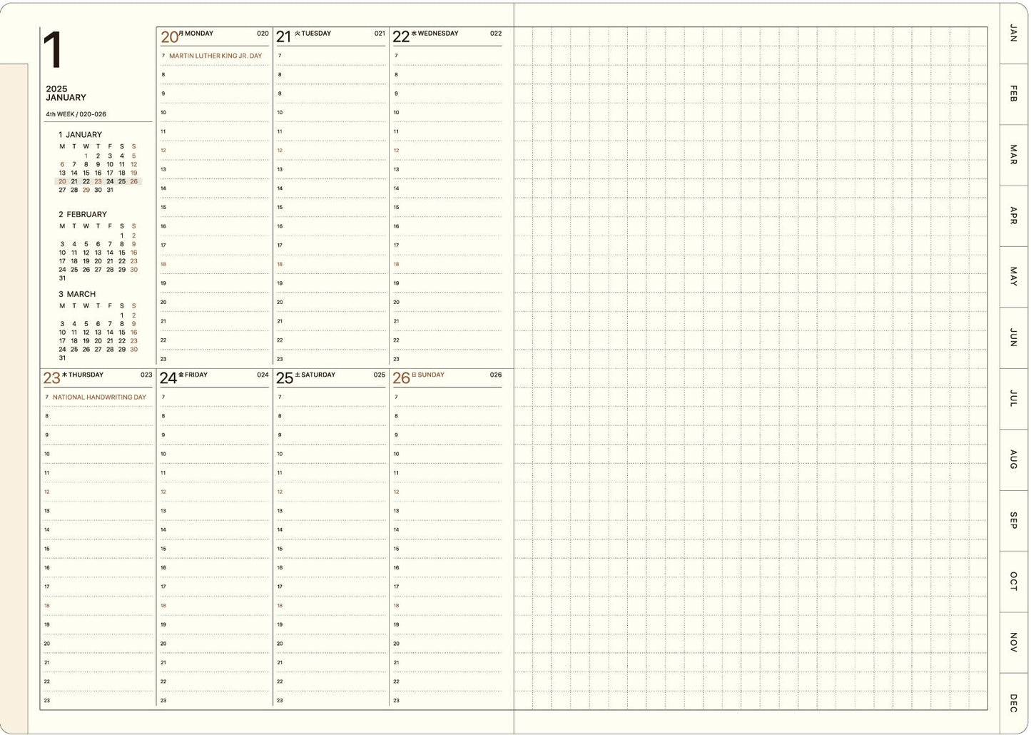 2025 Mein Leben Navy Weekly Planner