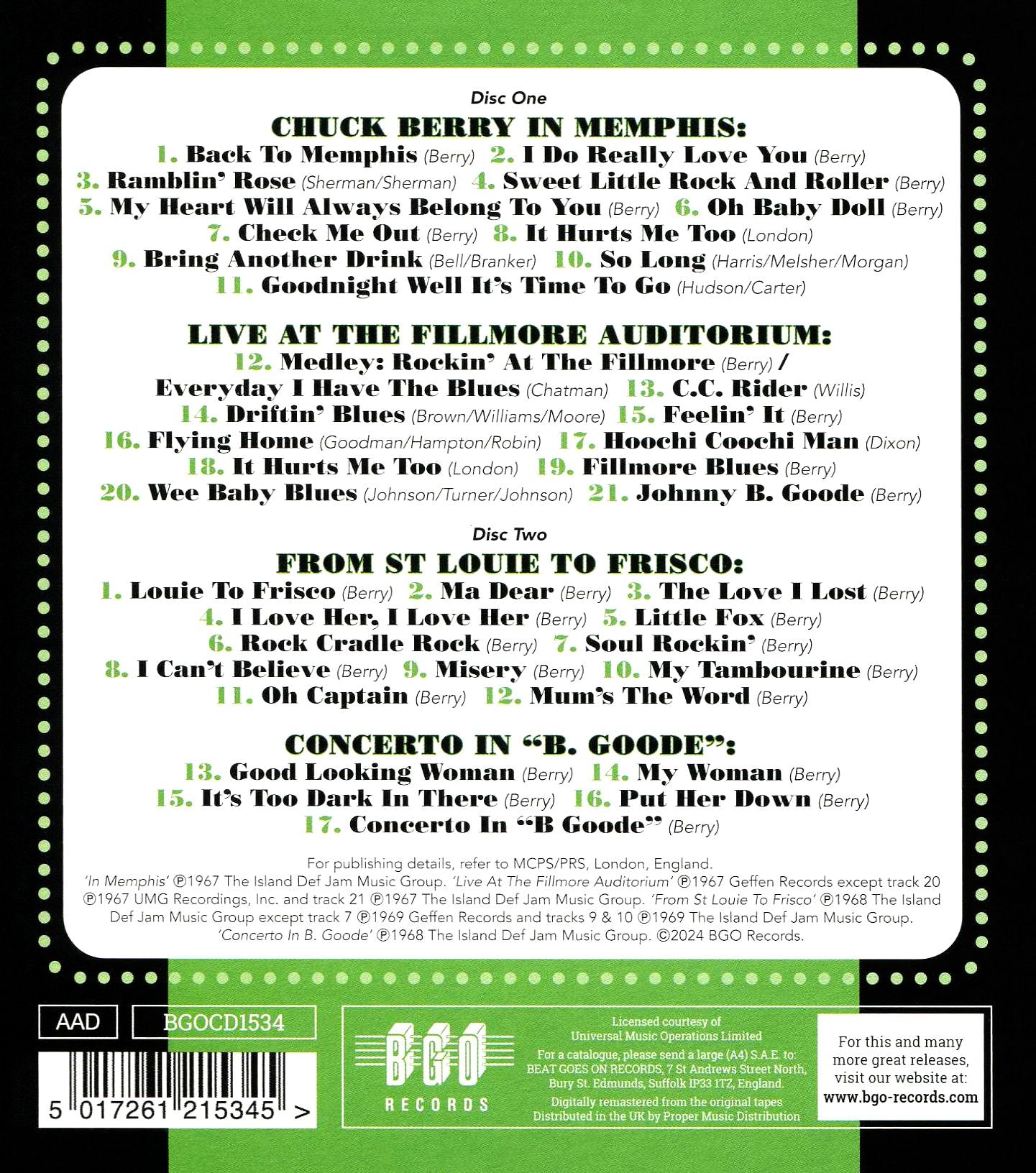 In Memphis / Live At Fillmore Auditorium / From (Chuck Berry)