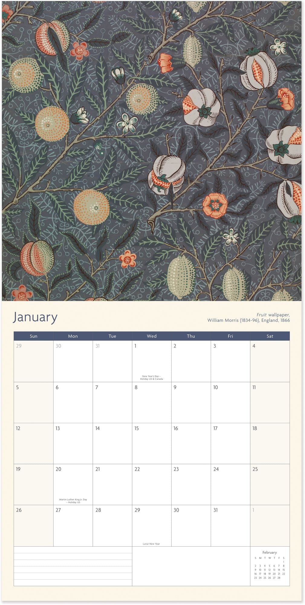 2025 William Morris Wall Calendar