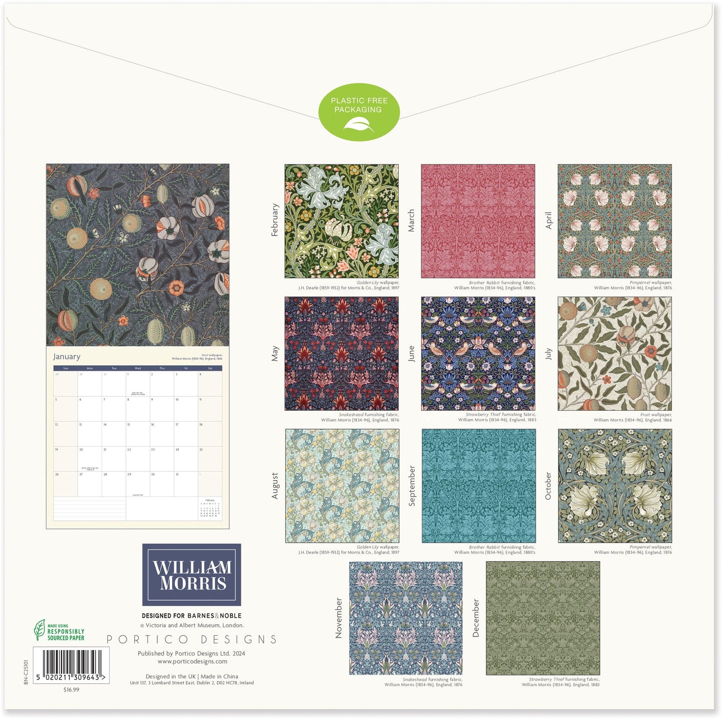 2025 William Morris Wall Calendar