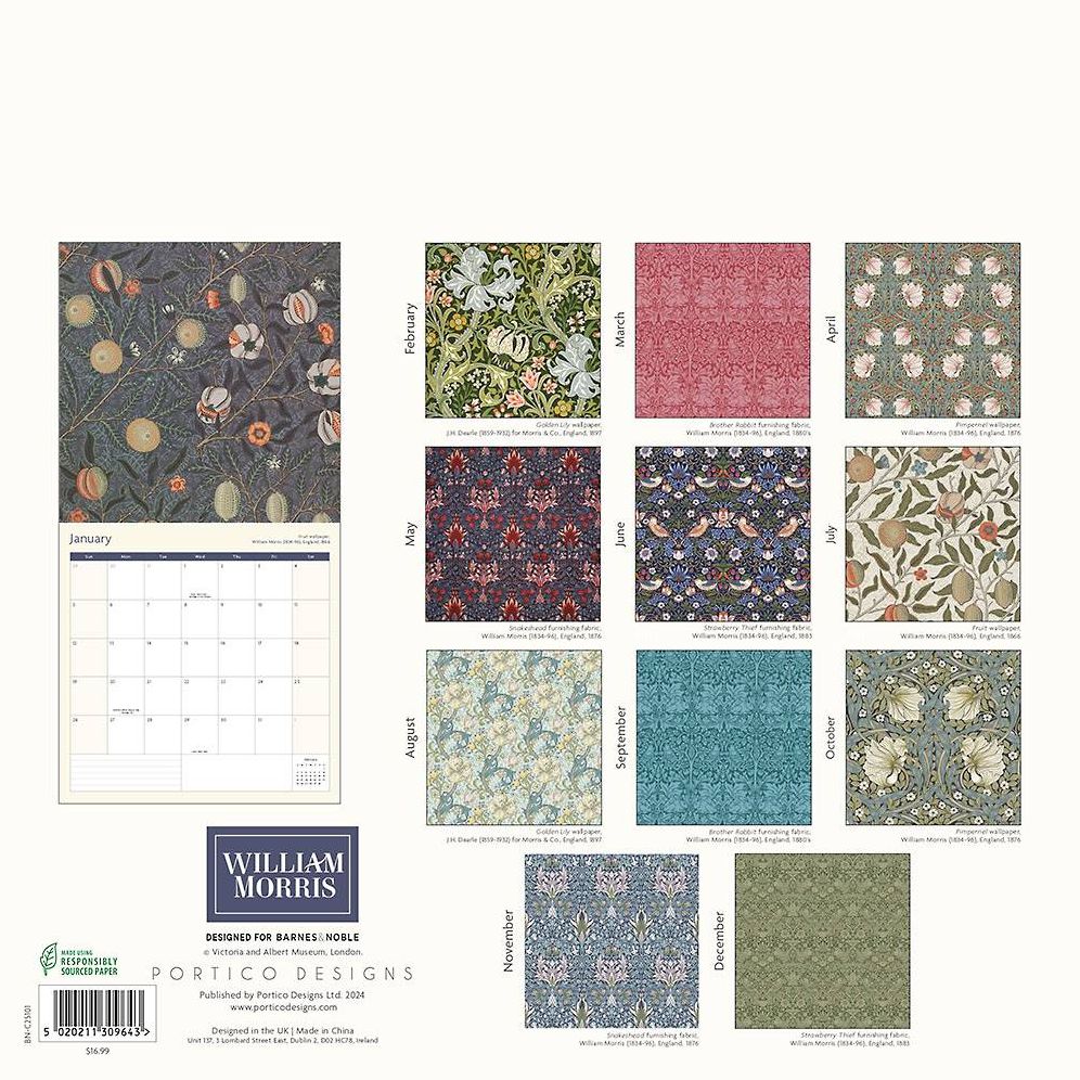 2025 William Morris Wall Calendar