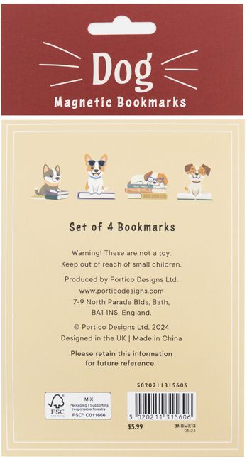 Woof: Set of 4 Magnetic Bookmarks