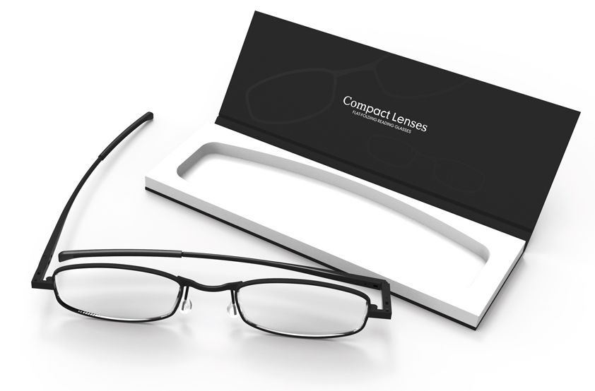 Compact Lenses Flat-Folding Reading Glasses Jet/Black 2.0