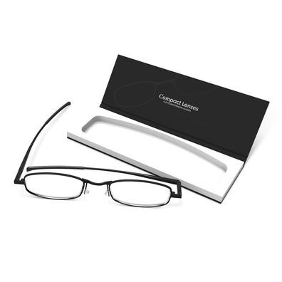 Compact Lenses Flat-Folding Reading Glasses Jet/Black 2.5