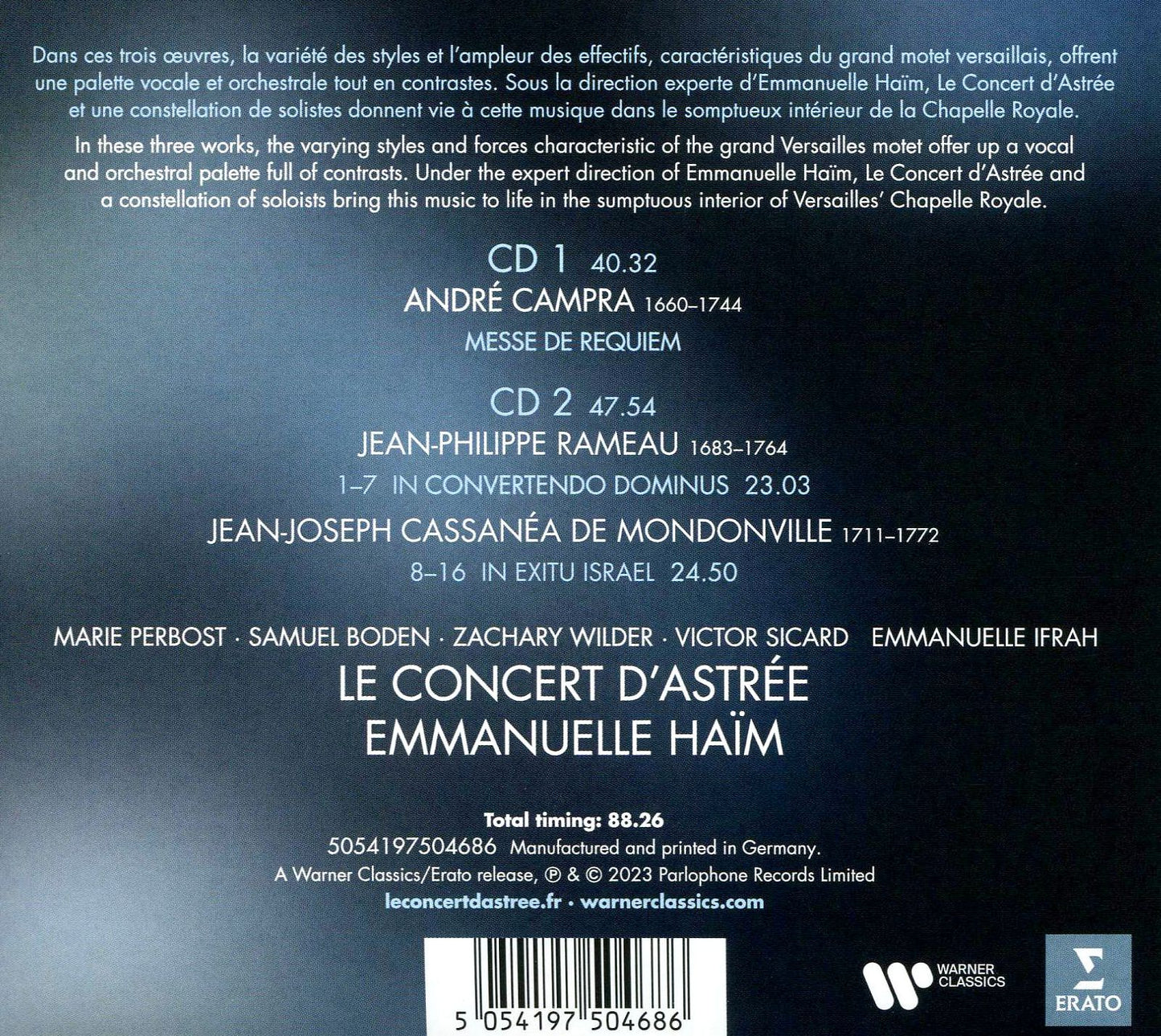 Campra: Messe De Requiem; Mondonville: In Exitu Isra¿¿l; Rameau: In Convertendo Dominus