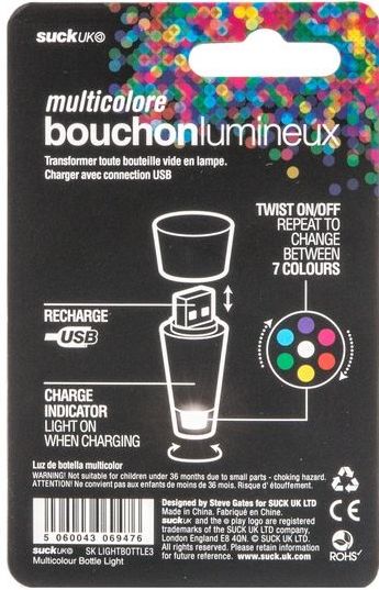 Multi Colored Rechargeable Bottle Light
