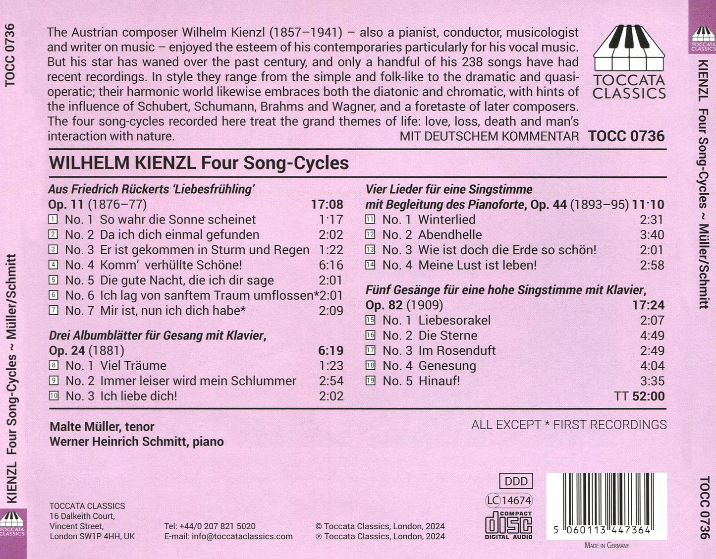 Four Song-Cycles (Kienzl / Muller / Schmitt)